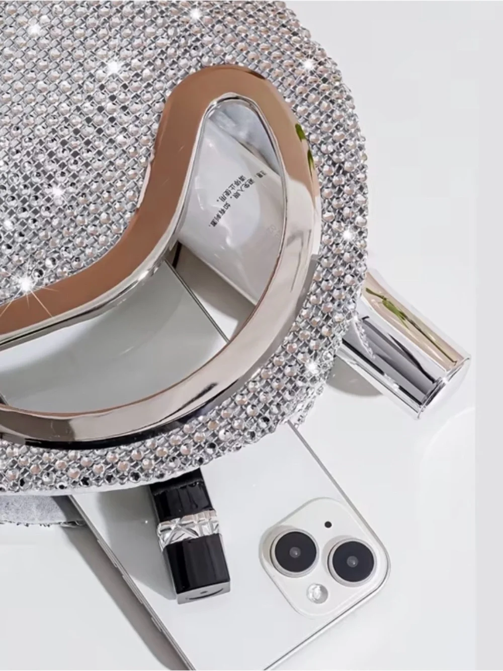 Silver Crystal Evening Bag - Women's Sparkle Clutch